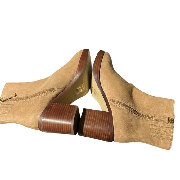 J Crew Suede Block Heel Ankle Booties 7 Tan Brown Platform Boots - Picture 9 of 12